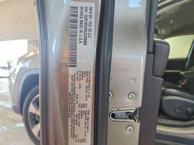 62437336 :رقم المزاد ، 1C4PJMDX5LD635965 vin ، 2020 Jeep Cherokee مزاد بيع