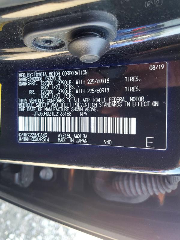Aukcja sprzedaży 2020 Lexus Nx, vin: JTJGJRDZ1L2133168, numer aukcji: 62449636