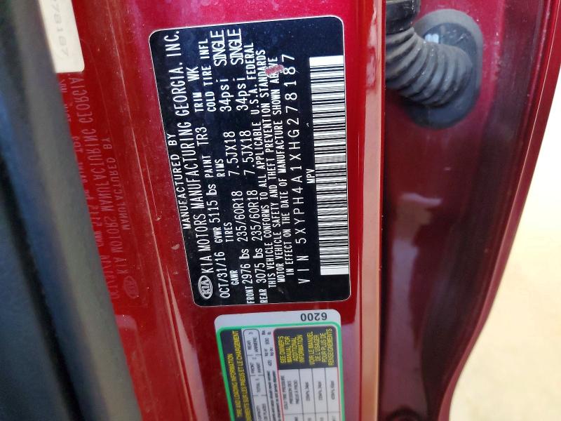 Aukcja sprzedaży 2017 Kia Sorento, vin: 5XYPH4A1XHG278187, numer aukcji: 60256486
