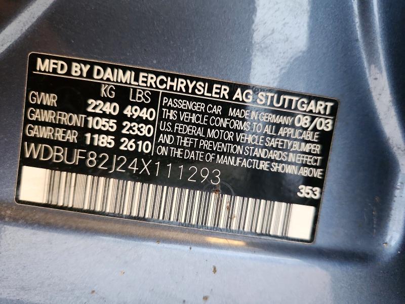 Продаж на аукціоні авто 2004 Mercedes-benz E, vin: WDBUF82J24X111293, номер лоту: 62008656