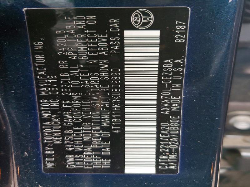 Продажа на аукционе авто 2019 Toyota Camry, vin: 4T1B11HK3KU809890, номер лота: 59877666