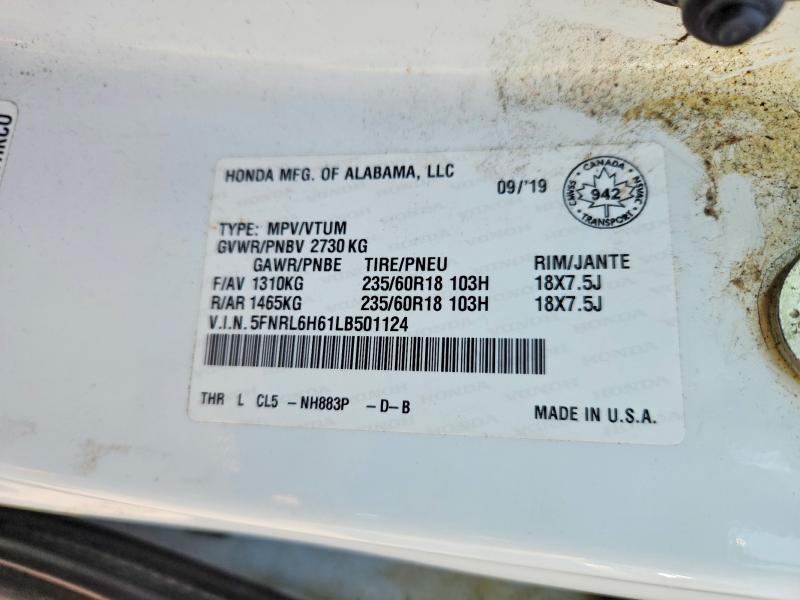 Продаж на аукціоні авто 2020 Honda Odyssey, vin: 5FNRL6H61LB501124, номер лоту: 60957006