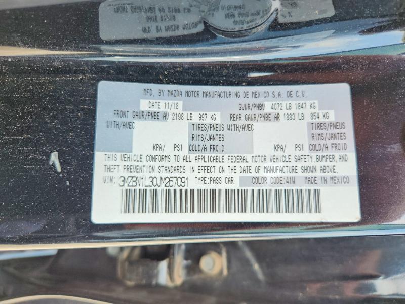 Продаж на аукціоні авто 2018 Mazda 3, vin: 3MZBN1L30JM267091, номер лоту: 62832456