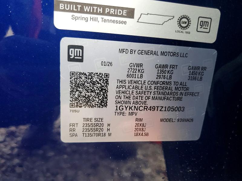 2026 Cadillac Xt5 მანქანა იყიდება აუქციონზე, vin: 1GYKNCR49TZ105003, აუქციონის ნომერი: 60811866