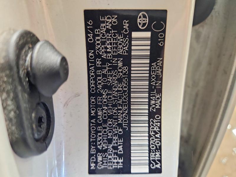 60433446 :رقم المزاد ، JTDZN3EU2GJ055138 vin ، 2016 Toyota Prius V مزاد بيع