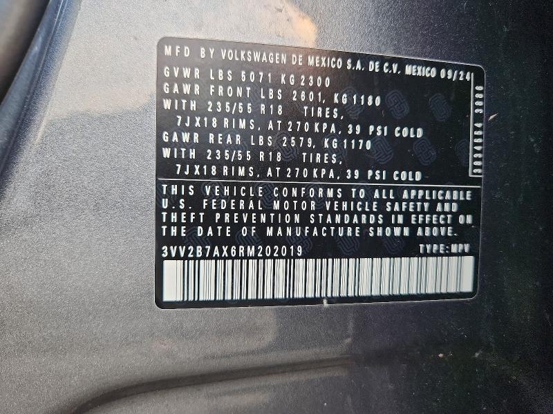 Auction sale of the 2024 Volkswagen Tiguan, vin: 3VV2B7AX6RM202019, lot number: 62490286