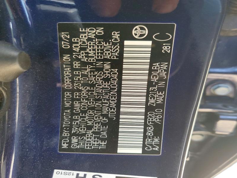 61470046 :رقم المزاد ، JTDEAMDE0NJ040404 vin ، 2022 Toyota Corolla مزاد بيع