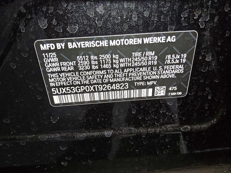 Aukcja sprzedaży 2026 Bmw X3, vin: 5UX53GP0XT9264823, numer aukcji: 61877196