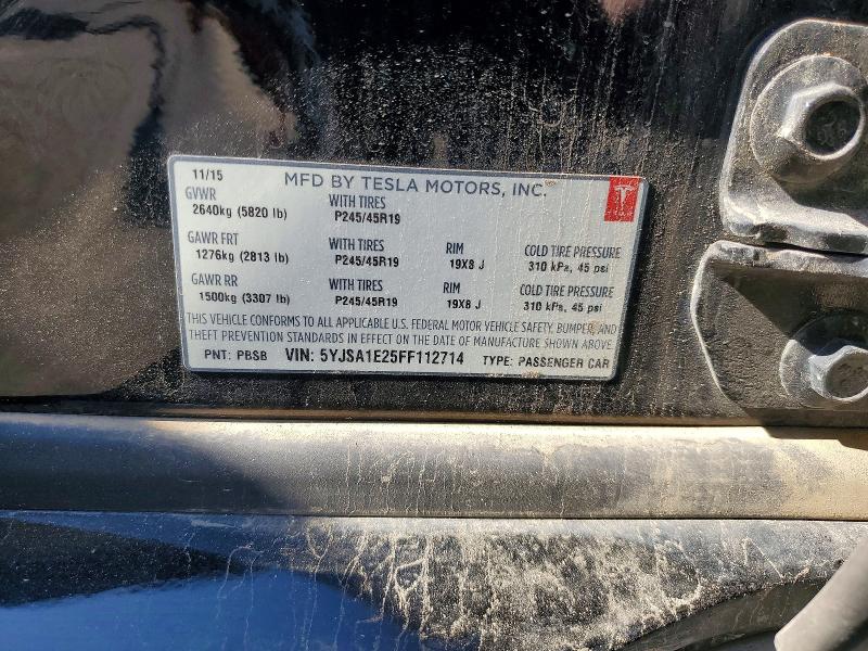Продажа на аукционе авто 2015 Tesla Model S, vin: 5YJSA1E25FF112714, номер лота: 60525356