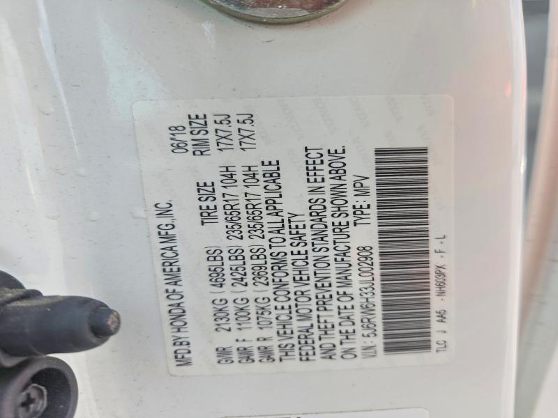 60709136 :رقم المزاد ، 5J6RW6H33JL002908 vin ، 2018 Honda Cr-v مزاد بيع