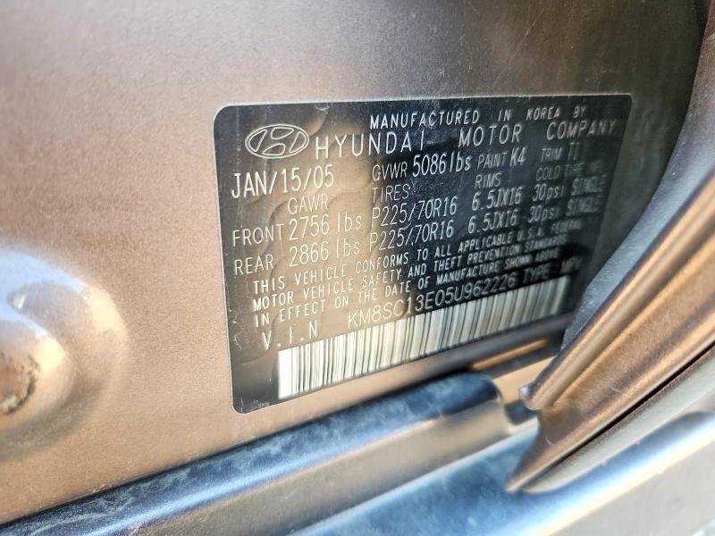Aukcja sprzedaży 2005 Hyundai Santa Fe, vin: KM8SC13E05U962226, numer aukcji: 60083366