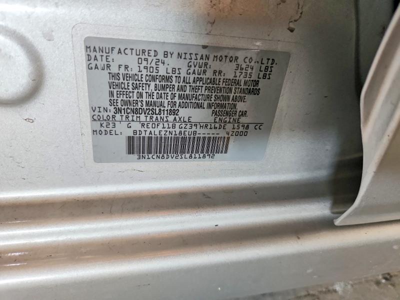 Aukcja sprzedaży 2025 Nissan Versa, vin: 3N1CN8DV2SL811892, numer aukcji: 59871186