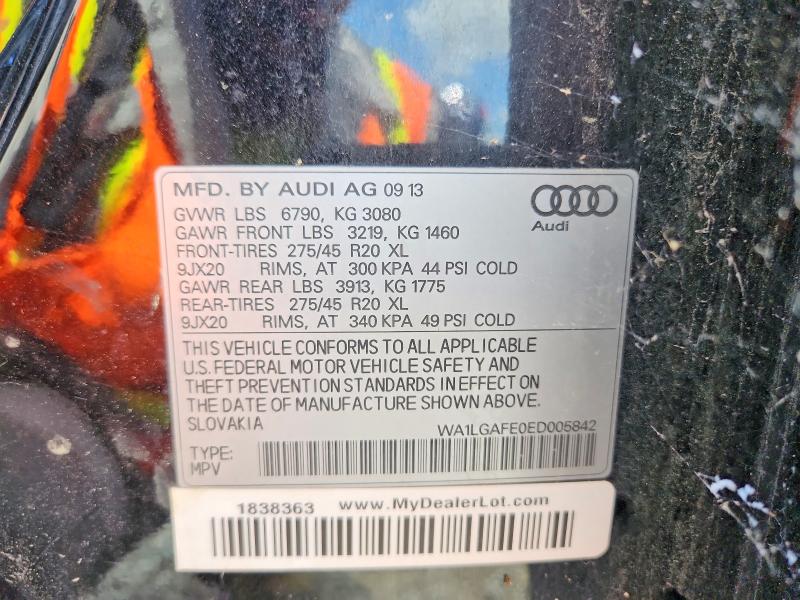 Продажа на аукционе авто 2014 Audi Q7, vin: WA1LGAFE0ED005842, номер лота: 62251346