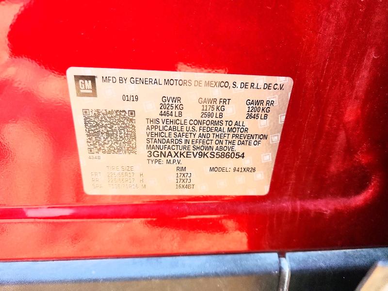 2019 Chevrolet Equinox მანქანა იყიდება აუქციონზე, vin: 3GNAXKEV9KS586054, აუქციონის ნომერი: 60877016
