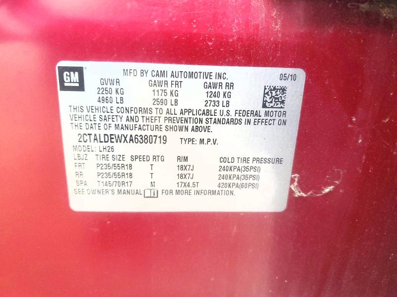 2010 Gmc Terrain მანქანა იყიდება აუქციონზე, vin: 2CTALDEWXA6380719, აუქციონის ნომერი: 59366456