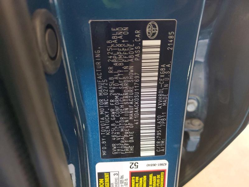 Продаж на аукціоні авто 2025 Toyota Camry, vin: 4T1DAACK0SU117697, номер лоту: 62837466
