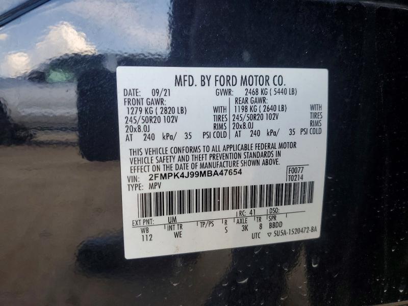 Продаж на аукціоні авто 2021 Ford Edge, vin: 2FMPK4J99MBA47654, номер лоту: 61303046