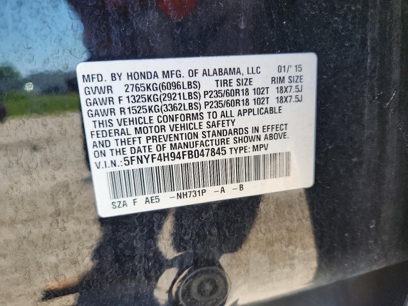Продаж на аукціоні авто 2015 Honda Pilot, vin: 5FNYF4H94FB047845, номер лоту: 60274636