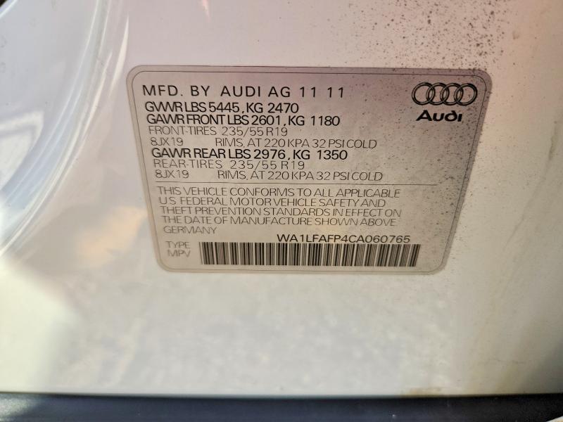 Aukcja sprzedaży 2012 Audi Q5, vin: WA1LFAFP4CA060765, numer aukcji: 59398386