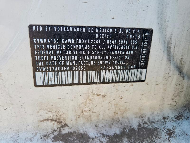 60058516 :رقم المزاد ، 3VW5T7AU4FM102959 vin ، 2015 Volkswagen Gti مزاد بيع