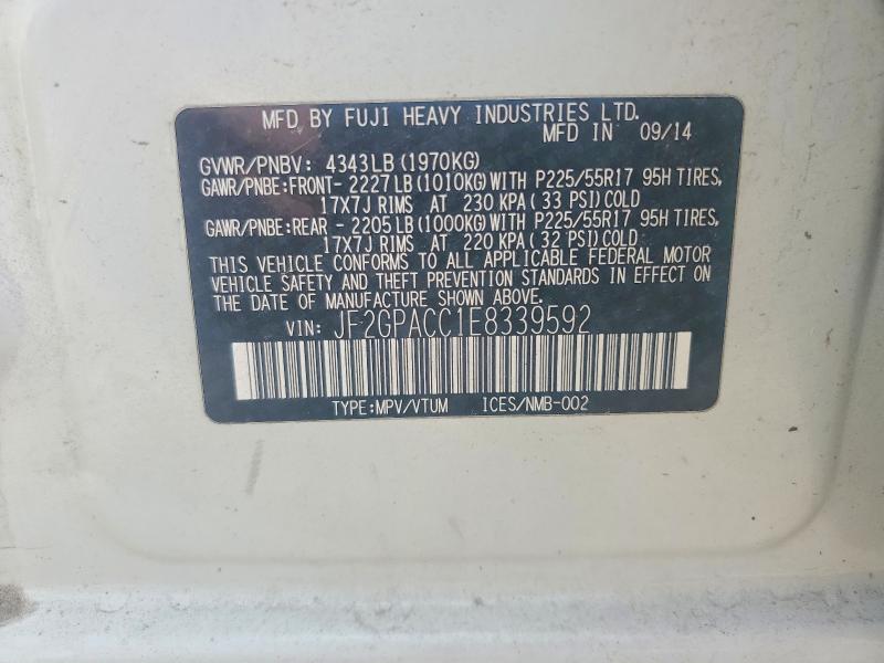 Aukcja sprzedaży 2014 Subaru Xv Crosstrek, vin: JF2GPACC1E8339592, numer aukcji: 59367276
