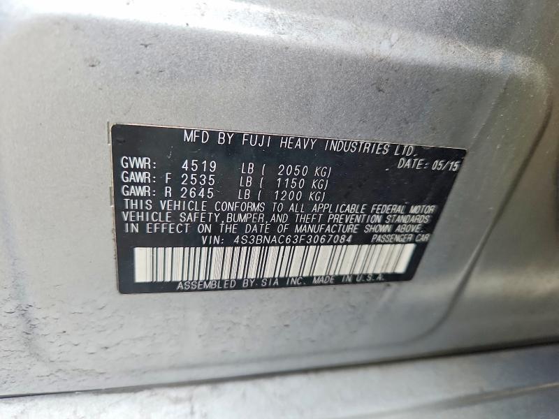 2015 Subaru Legacy მანქანა იყიდება აუქციონზე, vin: 4S3BNAC63F3067084, აუქციონის ნომერი: 59619806