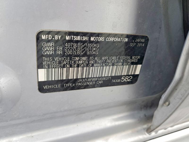 2015 Mitsubishi Lancer მანქანა იყიდება აუქციონზე, vin: JA32U8FW9FU006371, აუქციონის ნომერი: 60674936