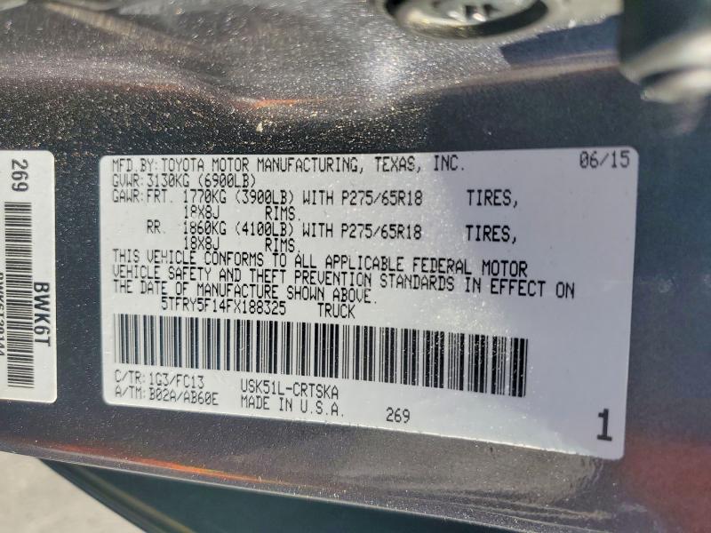 Продажа на аукционе авто 2015 Toyota Tundra, vin: 5TFRY5F14FX188325, номер лота: 59837196