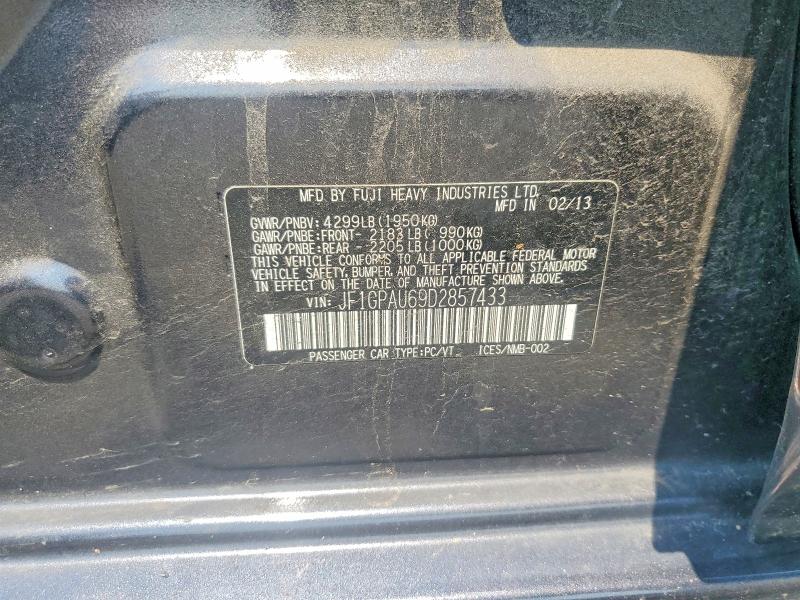 2013 Subaru Impreza მანქანა იყიდება აუქციონზე, vin: JF1GPAU69D2857433, აუქციონის ნომერი: 60470276