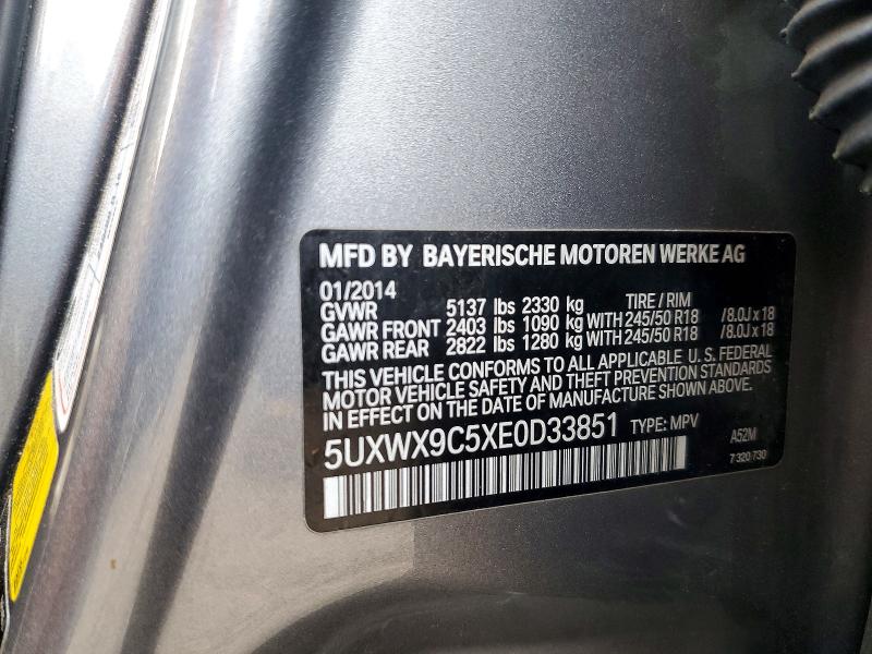 Продажа на аукционе авто 2014 Bmw X3, vin: 5UXWX9C5XE0D33851, номер лота: 62413296