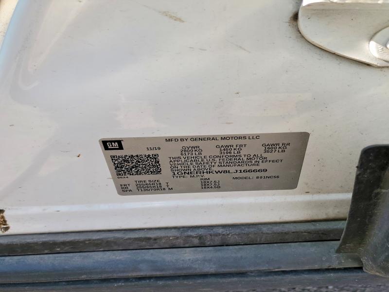 61577806 :رقم المزاد ، 1GNERHKW8LJ166669 vin ، 2020 Chevrolet Traverse مزاد بيع