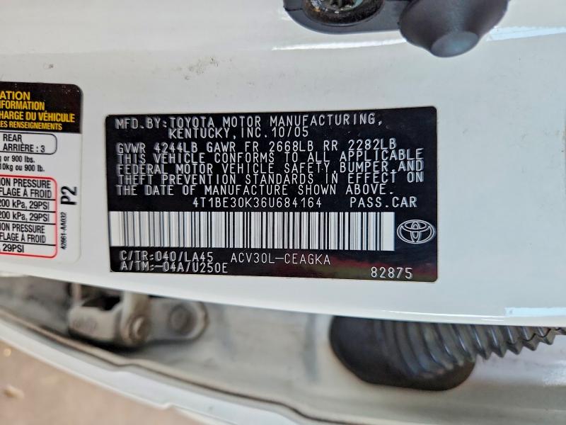 Aukcja sprzedaży 2006 Toyota Camry, vin: 4T1BE30K36U684164, numer aukcji: 63249226