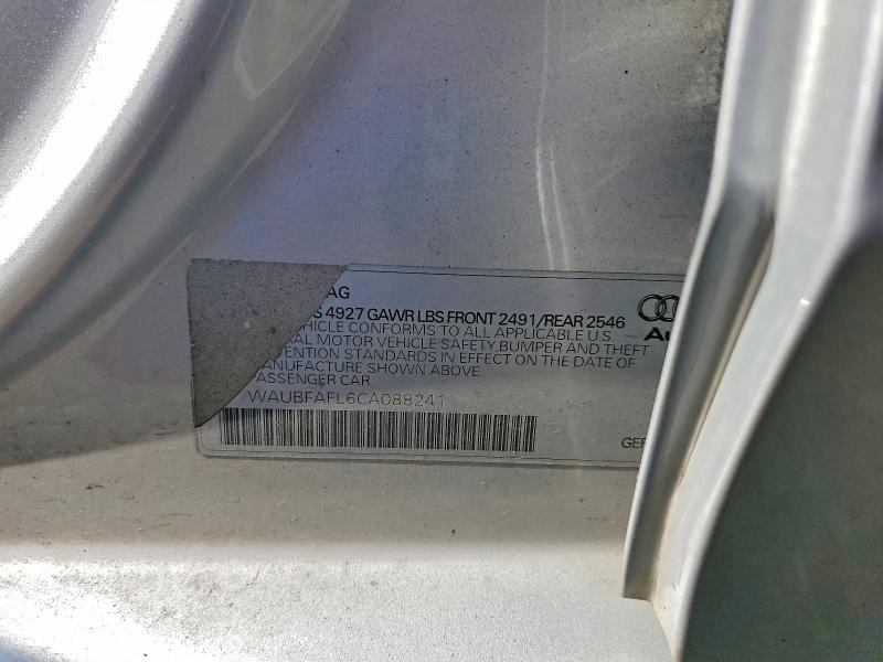 85461615 :رقم المزاد ، WAUBFAFL6CA088241 vin ، 2012 Audi A4 مزاد بيع