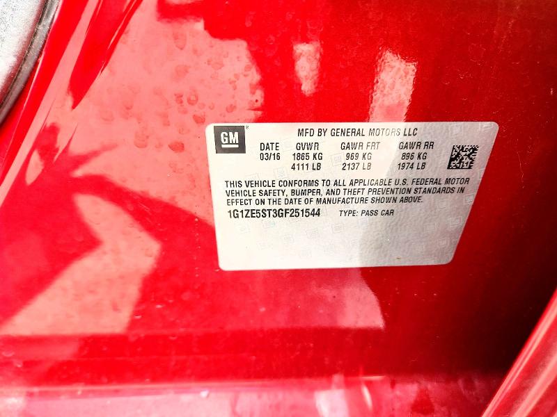 63299556 :رقم المزاد ، 1G1ZE5ST3GF251544 vin ، 2016 Chevrolet Malibu مزاد بيع