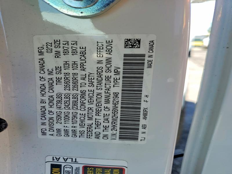 Продаж на аукціоні авто 2022 Honda Cr-v, vin: 2HKRW2H56NH621948, номер лоту: 60457926