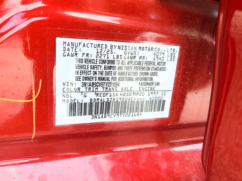 2026 Nissan Sentra მანქანა იყიდება აუქციონზე, vin: 3N1AB9CV9TY221684, აუქციონის ნომერი: 59295976