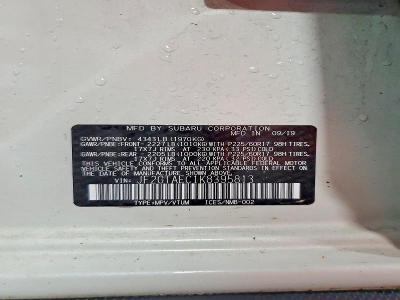 Продаж на аукціоні авто 2019 Subaru Crosstrek, vin: JF2GTAEC1K8395813, номер лоту: 61012176