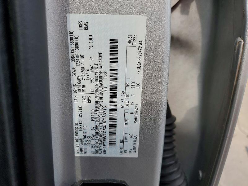 2018 Ford F150 მანქანა იყიდება აუქციონზე, vin: 1FTEW1C5XJKD83713, აუქციონის ნომერი: 58848116
