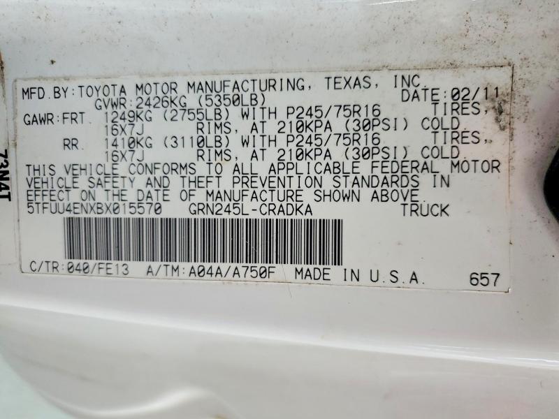 Продажа на аукционе авто 2011 Toyota Tacoma, vin: 5TFUU4ENXBX015570, номер лота: 60587216