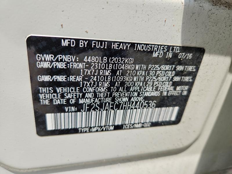 Aukcja sprzedaży 2017 Subaru Forester, vin: JF2SJAEC7HH440536, numer aukcji: 60377386