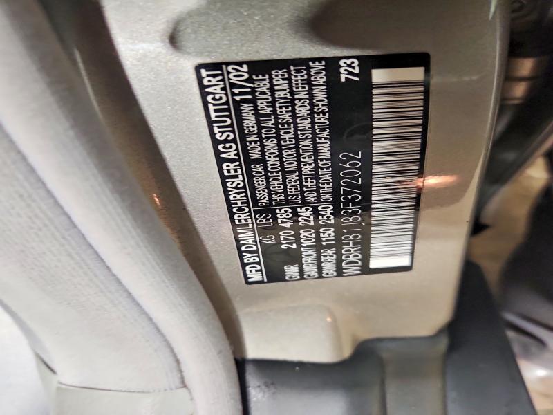 60903656 :رقم المزاد ، WDBRH81J83F372062 vin ، 2003 Mercedes-benz C مزاد بيع