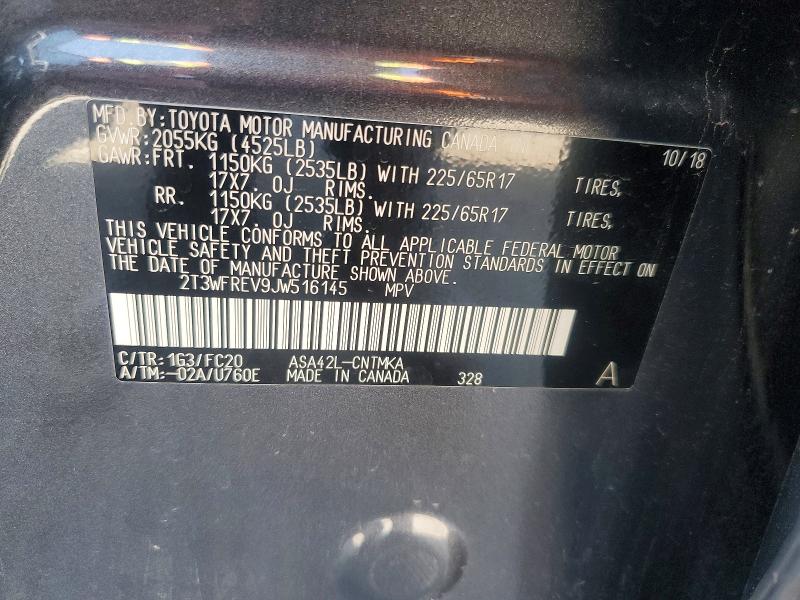 Продаж на аукціоні авто 2018 Toyota Rav4, vin: 2T3WFREV9JW516145, номер лоту: 60261806