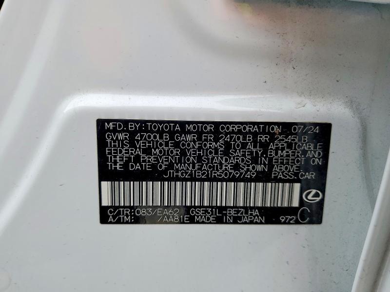 Aukcja sprzedaży 2024 Lexus Is 350, vin: JTHGZ1B21R5079749, numer aukcji: 62268846