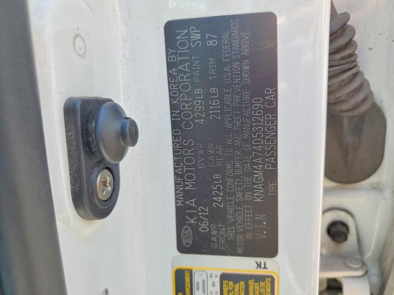 Продаж на аукціоні авто 2013 Kia Optima, vin: KNAGM4A74D5312690, номер лоту: 60995956