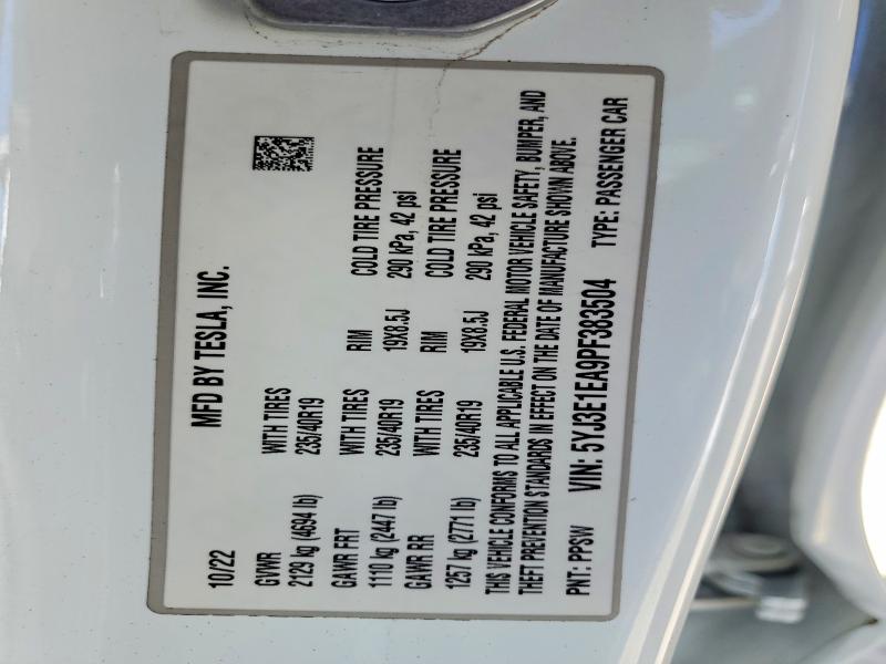 Продаж на аукціоні авто 2023 Tesla Model 3, vin: 5YJ3E1EA9PF383504, номер лоту: 60801586