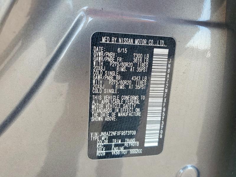 63196206 :رقم المزاد ، JN8AZ2NFXF9573709 vin ، 2015 Infiniti Qx80 مزاد بيع