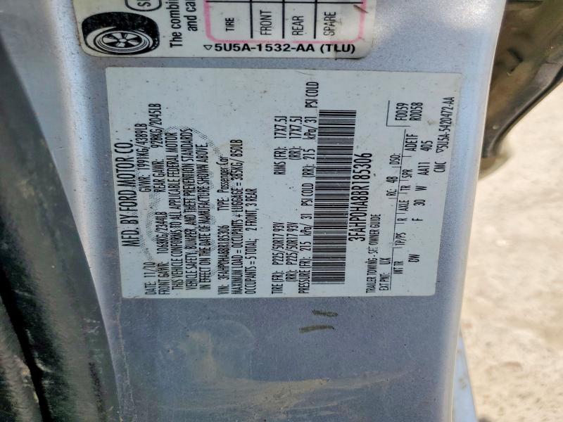 Продажа на аукционе авто 2011 Ford Fusion, vin: 3FAHP0HA8BR185306, номер лота: 62917516