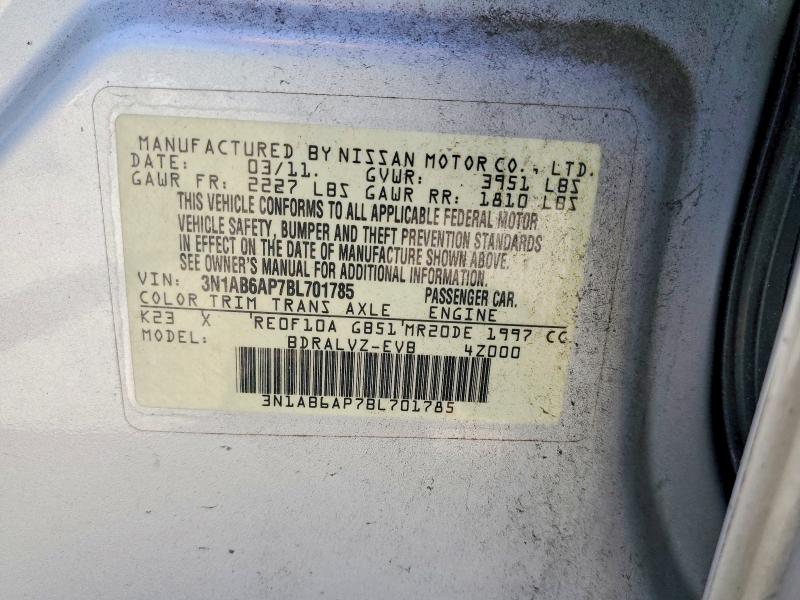 Продаж на аукціоні авто 2011 Nissan Sentra, vin: 3N1AB6AP7BL701785, номер лоту: 63227256