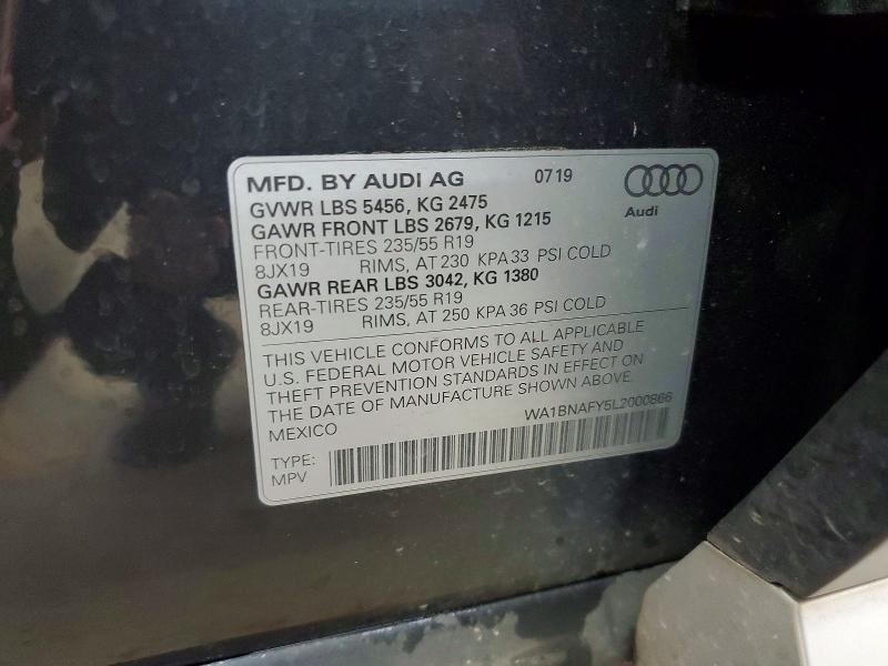 60931446 :رقم المزاد ، WA1BNAFY5L2000866 vin ، 2020 Audi Q5 مزاد بيع