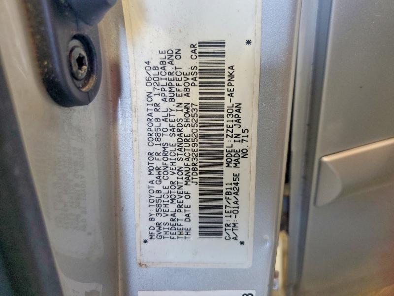Aukcja sprzedaży 2005 Toyota Corolla, vin: JTDBR32E952052537, numer aukcji: 62409346